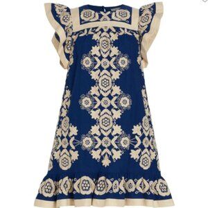 Sea NY Manuela Embroidered Cotton & Linen Tunic Dress with Flutter Sleeves XS